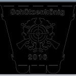 Feuertonne Motiv Wort Schützenkönig plus Logo Schützenverein und Jahreszahl
