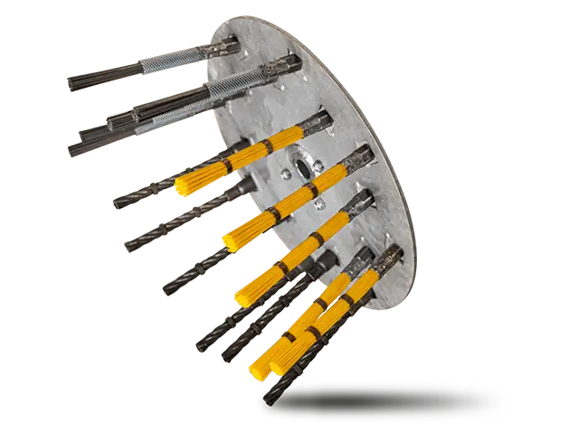 Detailaufnahme des Bürstenkopfes der Wildkrautbürste